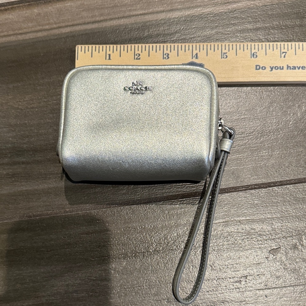 Coach Metallic Silver Wristlet